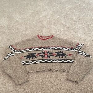 Eddie Bauer Beige Sweater with Nordic Motif